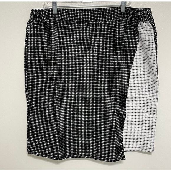 JESSICA LONDON Black and White Box Plaid Faux Wrap Skirt Size 18/20 NWT - Picture 9 of 10